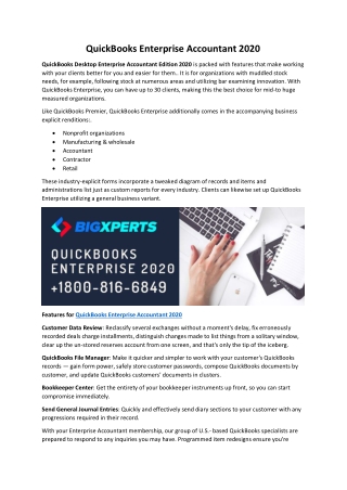 QuickBooks Desktop Enterprise Silver 2020 Accounting