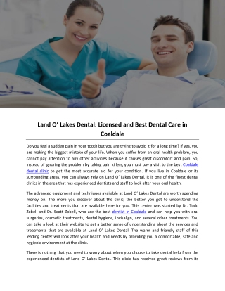 Land O’ Lakes Dental: Licensed and Best Dental Care in Coaldale