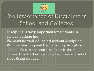 The Importance of Discipline in School and Colleges