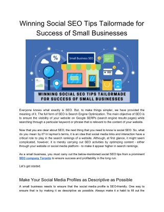 Winning Social SEO Tips Tailormade for Success of Small Businesses