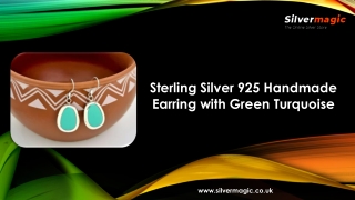 Sterling Silver 925 Handmade Green Turquoise Earring