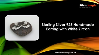 Sterling Silver 925 Handmade Earring with White Zircon
