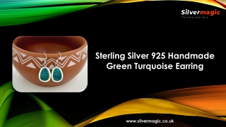 Sterling Silver 925 Handmade Earring with Green Turquoise