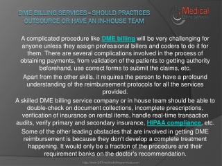 DME Billing Services - Should Practices Outsource or have an In-house team