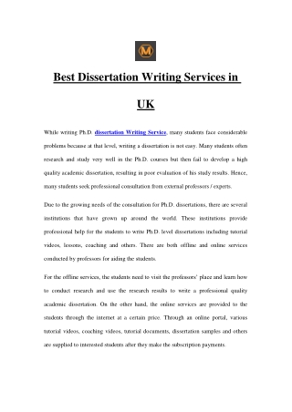 Best Dissertation Writing Services in UK