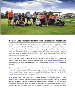 Contact Gibb Orthodontics for Better Orthodontist Treatment