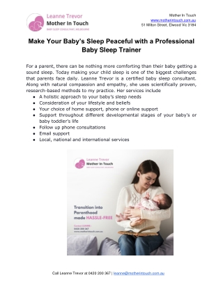 Make Your Baby’s Sleep Peaceful with a Professional Baby Sleep Trainer