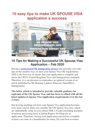 10 easy tips to make UK SPOUSE VISA application a success.