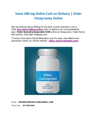 Soma 500 mg Online Cash on Delivery | Order Cheap Soma Online