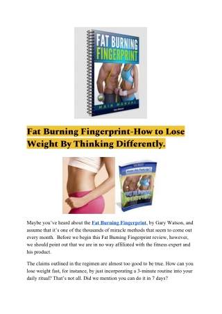 Fat Burning Fingerprint-How to Lose Weight By Thinking Differently.