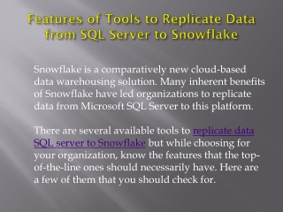 Features of Tools to Replicate Data from SQL Server to Snowflake