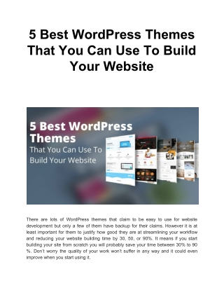 5 Best WordPress Themes That You Can Use To Build Your Website