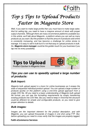 Top 5 Tips to Upload Products Faster in Magento Store