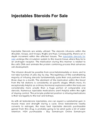 Injectables Steroids For Sale