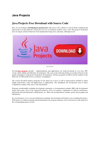 Java Projects Free Download with Source Code