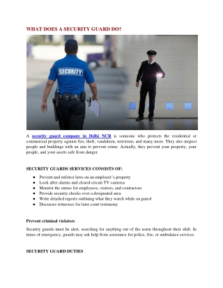 What does a security guard do, security guard company in delhi