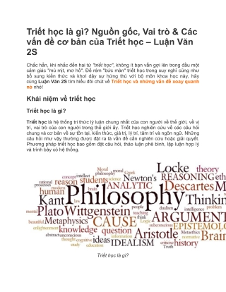 Triết học là gì? Nguồn gốc, Vai trò & Các vấn đề cơ bản của Triết học | Luận Văn 2S