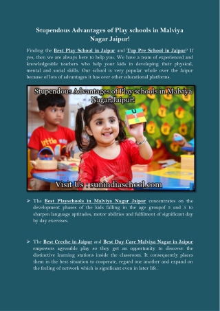 Stupendous Advantages of Play schools in Malviya Nagar Jaipur!