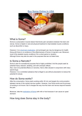 Buy Soma Online In USA