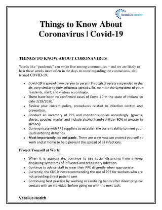 Things to Know About Coronavirus