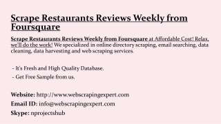 Scrape Restaurants Reviews Weekly from Foursquare