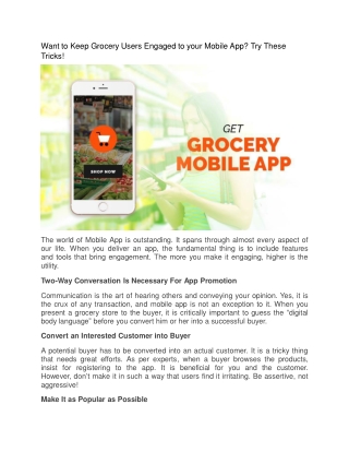 Want to Keep Grocery Users Engaged to your Mobile App? Try These Tricks!