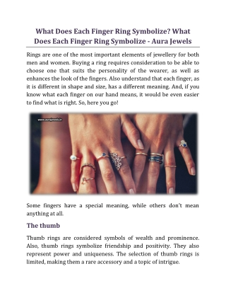 What Does Each Finger Ring Symbolize - Aura Jewels