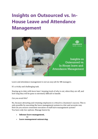Insights on Outsourced vs. In-House Leave and Attendance Management