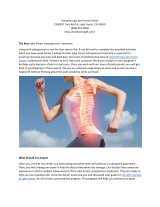 Lake Forest osteoporosis treatment