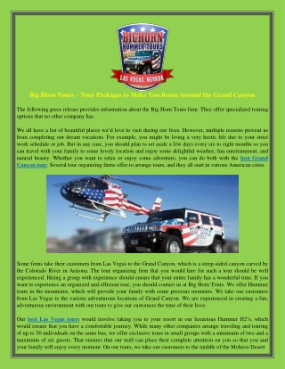 Big Horn Tours – Tour Packages to Make You Roam Around the Grand Canyon