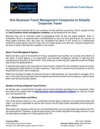 Hire Business Travel Management Companies to Simplify Corporate Travel