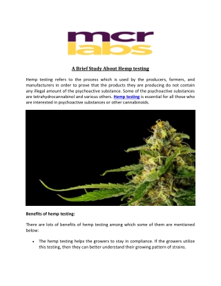 A Brief Study About Hemp testing