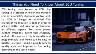 Things You Need To Know About ECU Tuning