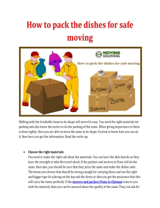 How to pack the dishes for safe moving