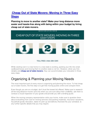 Cheap Out of State Movers: Moving in Three Easy Steps