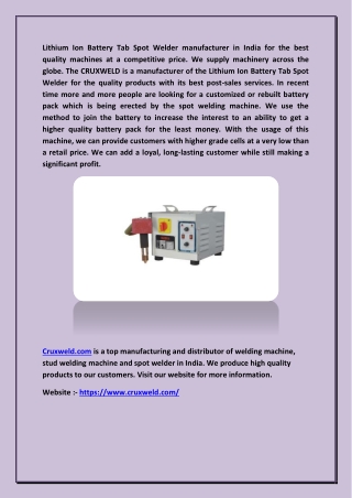 Hand Operated Battery Tab Spot Welder