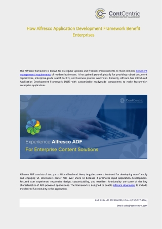 How Alfresco Application Development Framework Benefit Enterprises