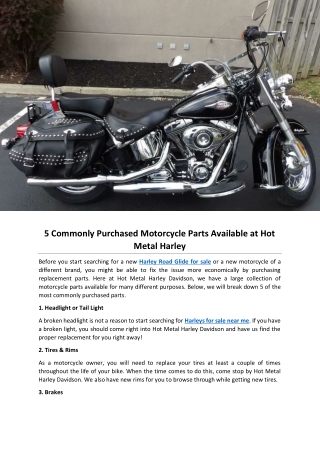 5 Commonly Purchased Motorcycle Parts Available at Hot Metal Harley