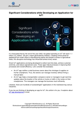 Significant Considerations while Developing an Application for IoT!