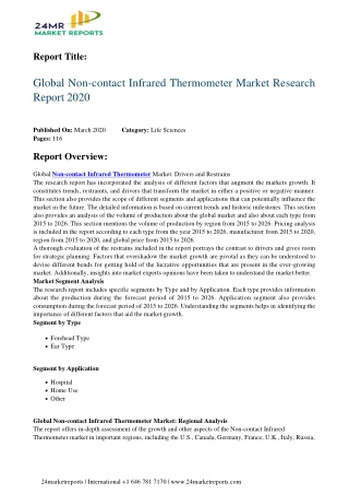 Non-contact Infrared Thermometer Market Research Report 2020