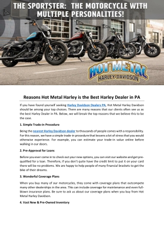 Reasons Hot Metal Harley is the Best Harley Dealer in PA