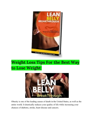 Weight Loss Tips For the Best Way to Lose Weight.
