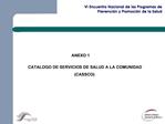 CATALOGO DE SERVICIOS DE SALUD A LA COMUNIDAD CASSCO