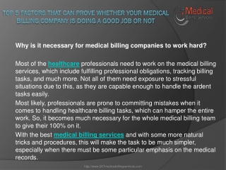Top 5 Factors That Can Prove Whether Your Medical Billing Company Is Doing A Good Job Or Not
