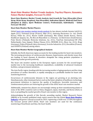 Heart Rate Monitor Market Trends Analysis, Top Key Players, Dynamics, Future Market insights, Forecast To 2023