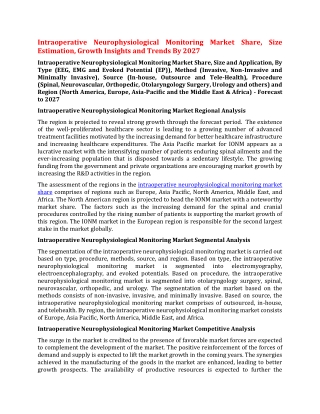 Intraoperative Neurophysiological Monitoring Market Share, Size Estimation, Growth Insights and Trends By 2027