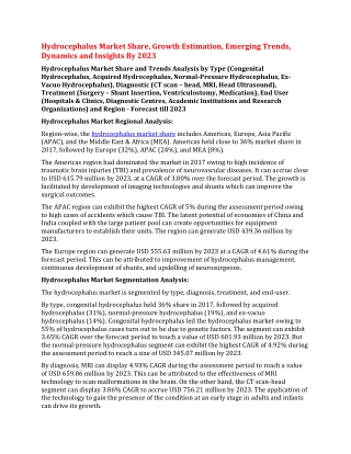 Hydrocephalus Market Share, Growth Estimation, Emerging Trends, Dynamics and Insights By 2023