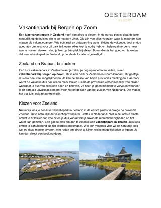 Vakantiepark bij Bergen op Zoom