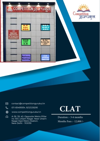 Competition Gurukul Provides the best Coaching for the Clat Entrance Exam