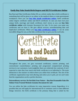 Easily Buy Fake Death Birth Degree and IELTS Certificates Online